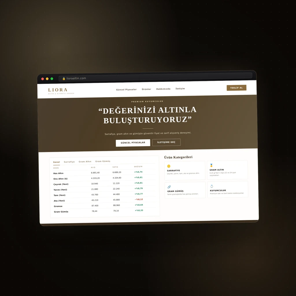 Liora Altın premium kuyumculuk ve e-ticaret platformu